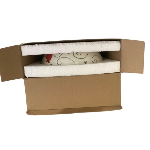 Fitz and Floyd Holly Hat Snowman Christmas 10" Serving Bowl Decor in Box - Picture 5 of 5